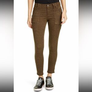 Joie Park French Army Green  Animal Print Skinny Jeans 29